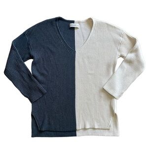 Abercrombie & Fitch Colored Blocked Plush Ribbed Knit Long Sleeve Sweater XS
